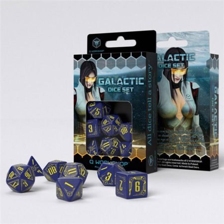 Galactic Dice Set - Navy w/Yellow (7)