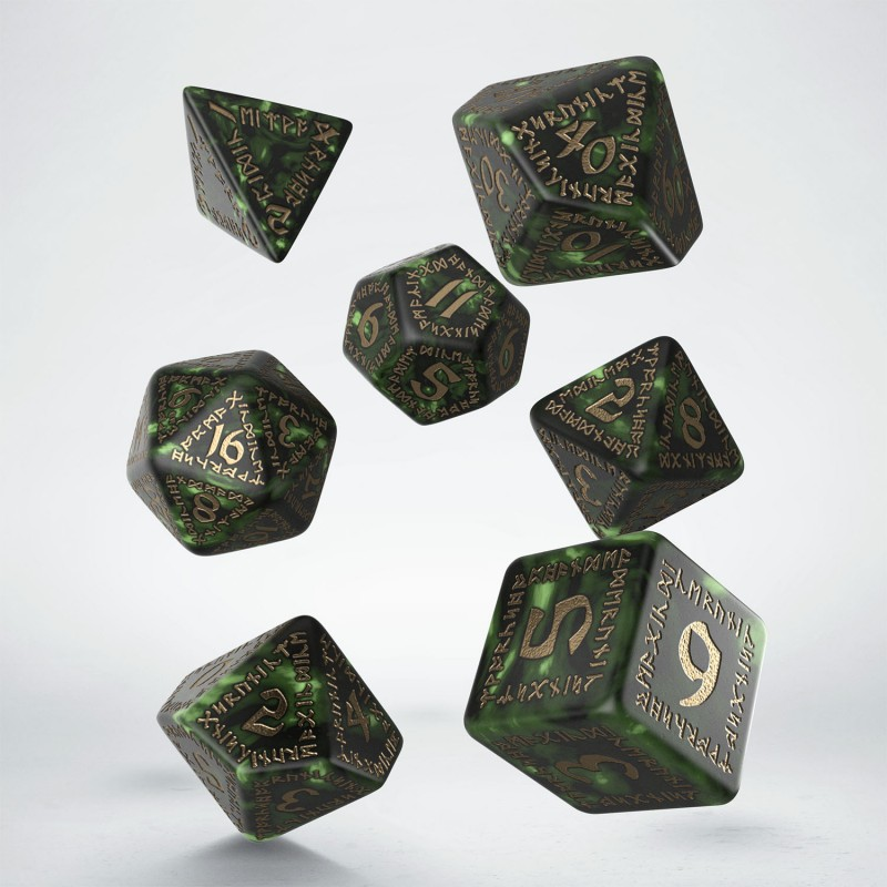 Runic Bottle - green & gold Dice Set