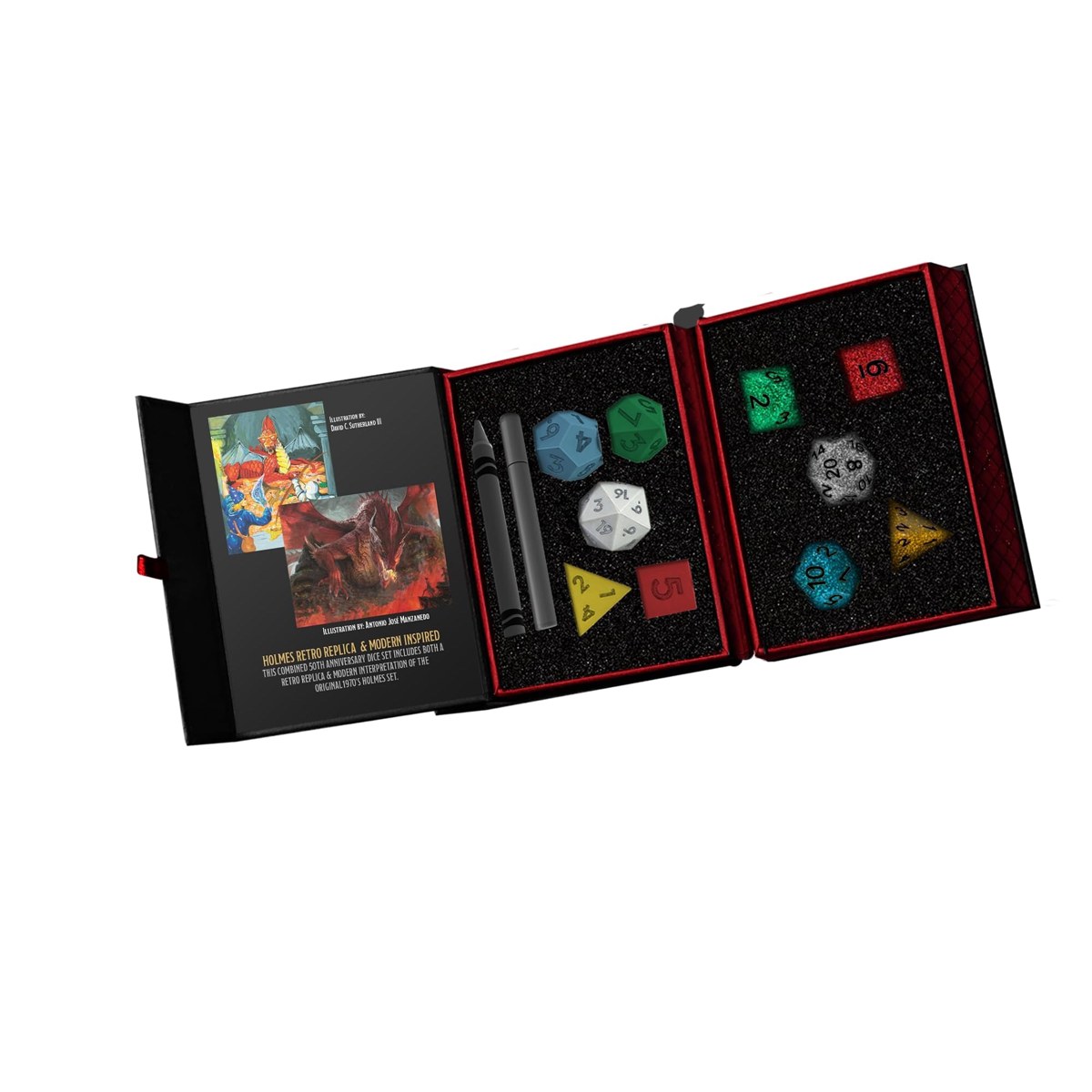 FanRoll D&D 50th Anniversary Dice Double Set  Then and Now Commemorative Set with Modern and Retro DND Dice Sets