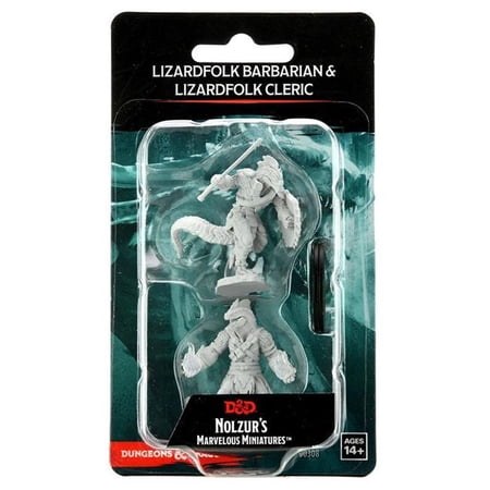 Nolzus Marvelous Unpainted - Lizard Barbarian & Cleric W15 Miniature Game - 2 Count