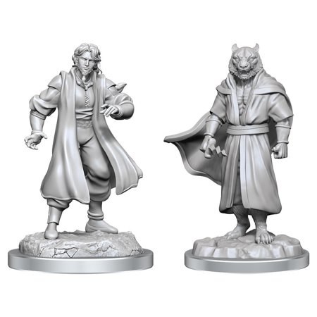 Wizkids Critical Role Unpainted Miniatures - Male Sorcerer Merchant & Tiger Demon
